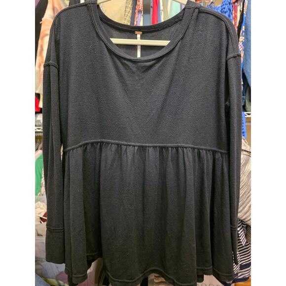Free People Forever Your Girl Black Tunic Top Size Small GUC - Picture 1 of 4